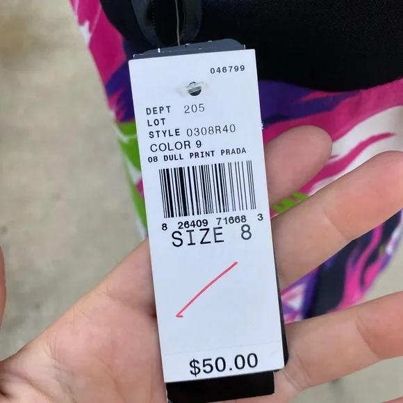 Calvin Klein colorful pink and purple multi color water color dress - Picture 4 of 6